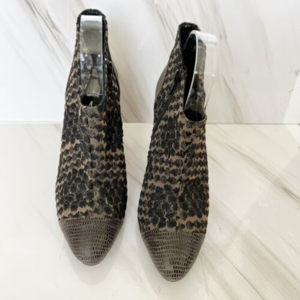 Anthropologie Tibi Italian Leather Ankle Heels Boots Brown Nude 9 Embroidered - Picture 11 of 16